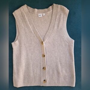 GAP Women's Cream Ribbed Sweater Vest